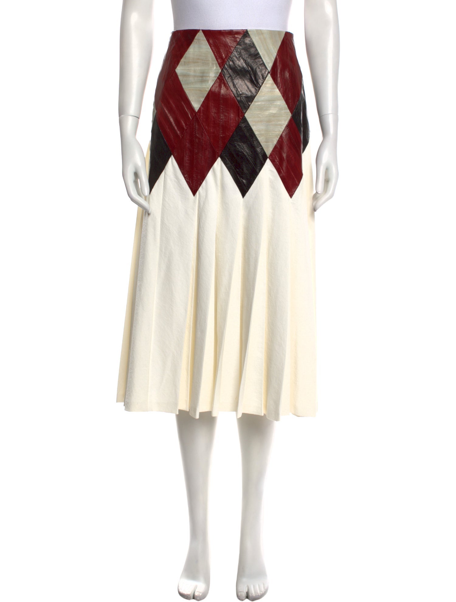 Salvatore Ferragamo Colorblock Pattern Midi Length Skirt
