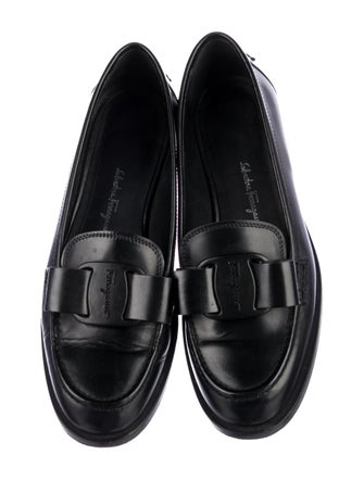 Salvatore Ferragamo Leather Bow Accents Loafers