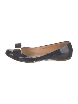 Salvatore Ferragamo Vara Bow Accent Patent Leather Ballet Flats