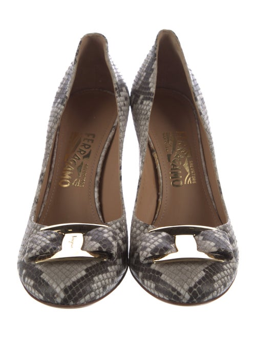 Salvatore Ferragamo Embossed Leather Animal Print Pumps