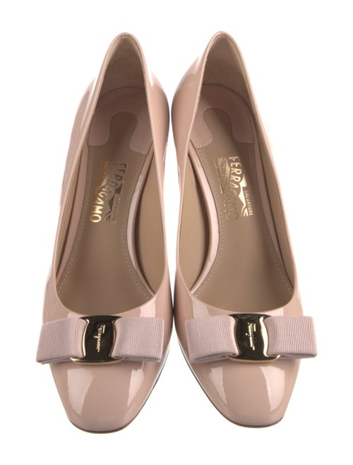 Salvatore Ferragamo Patent Leather Bow Accents Pumps