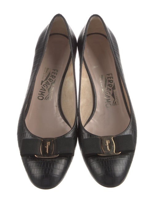 Salvatore Ferragamo Leather Bow Accents Flats