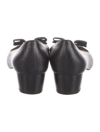 Salvatore Ferragamo Leather Bow Accents Flats