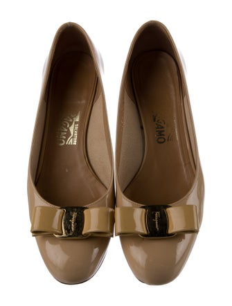 Salvatore Ferragamo Patent Leather Bow Accents Pumps
