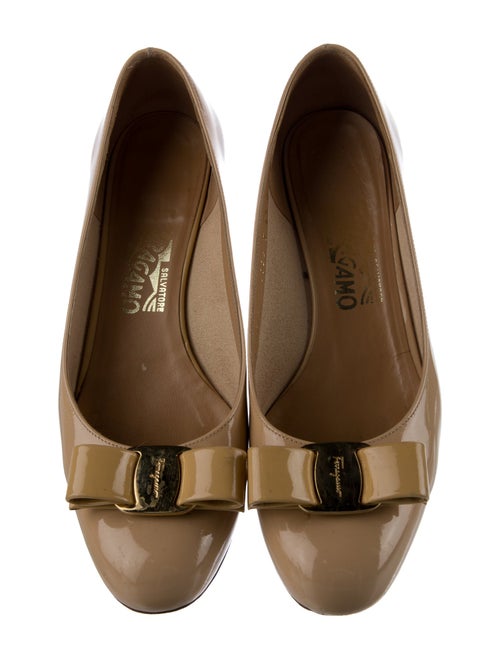 Salvatore Ferragamo Patent Leather Bow Accents Pumps