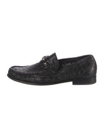 Salvatore Ferragamo Gancini Logo Crocodile Dress Loafers