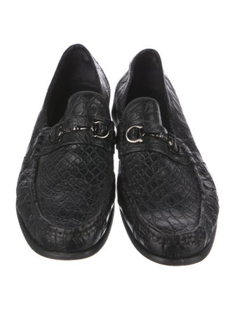 Salvatore Ferragamo Gancini Logo Crocodile Dress Loafers