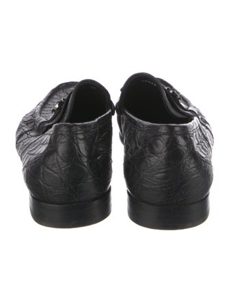 Salvatore Ferragamo Gancini Logo Crocodile Dress Loafers