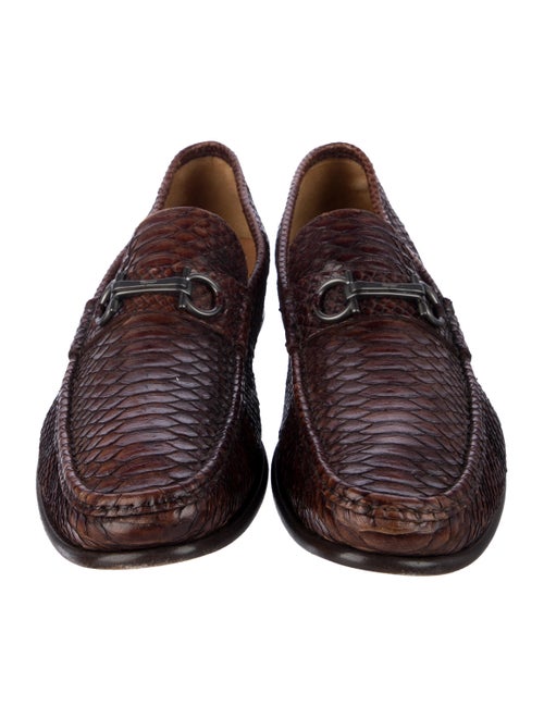 Salvatore Ferragamo Gancini Logo Python Dress Loafers