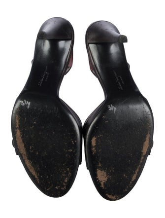 Salvatore Ferragamo Leather Crystal Embellishments Slingback Sandals