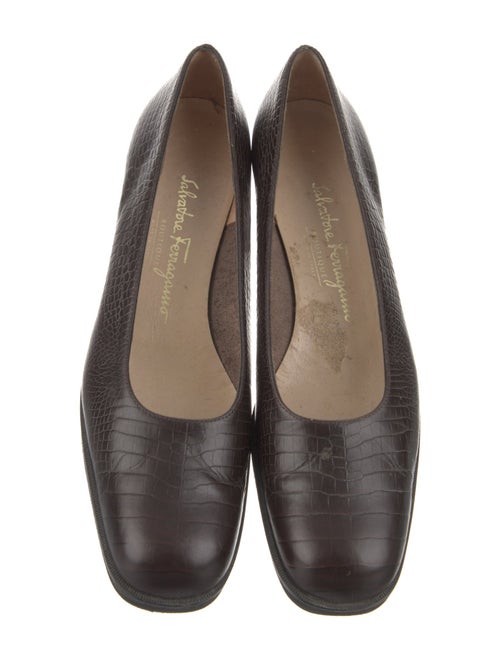 Salvatore Ferragamo Embossed Leather Animal Print Flats