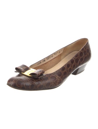 Salvatore Ferragamo Embossed Leather Animal Print Pumps
