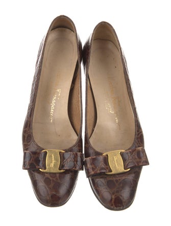 Salvatore Ferragamo Embossed Leather Animal Print Pumps