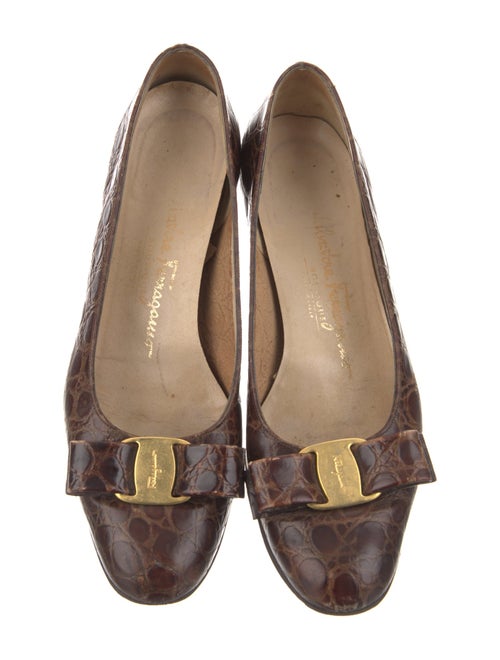 Salvatore Ferragamo Embossed Leather Animal Print Pumps