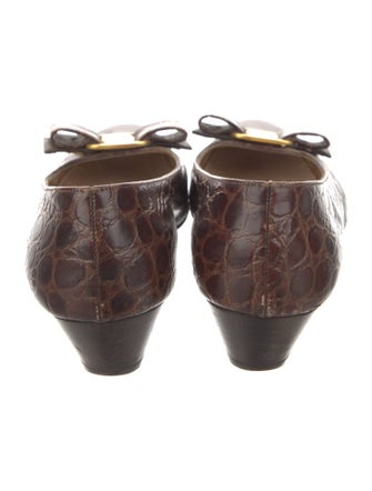 Salvatore Ferragamo Embossed Leather Animal Print Pumps