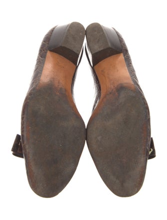 Salvatore Ferragamo Embossed Leather Animal Print Pumps