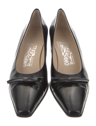 Salvatore Ferragamo Patent Leather Bow Accents Pumps
