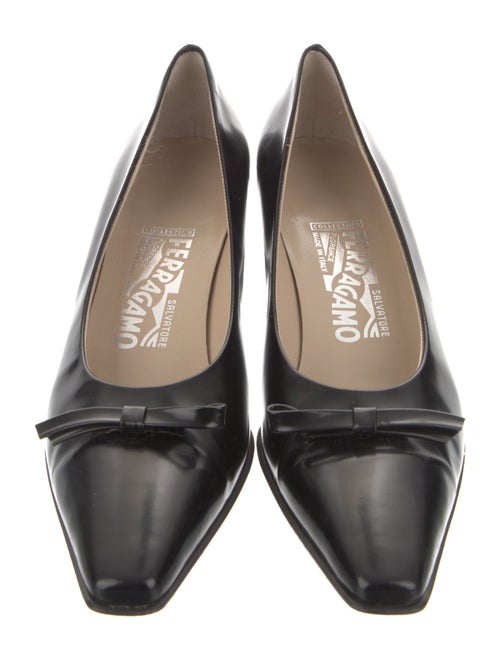 Salvatore Ferragamo Patent Leather Bow Accents Pumps
