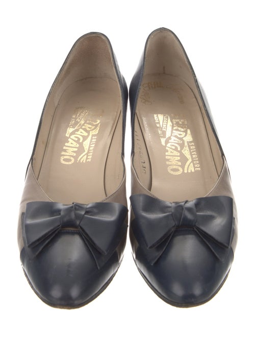 Salvatore Ferragamo Leather Bow Accents Pumps
