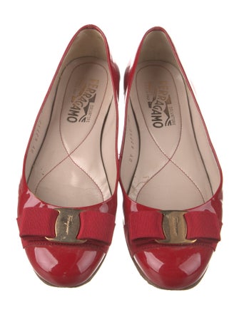 Salvatore Ferragamo Vara Bow Accent Patent Leather Ballet Flats
