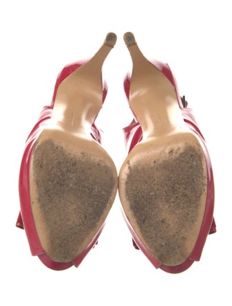 Salvatore Ferragamo Patent Leather Bow Accents Slingback Pumps