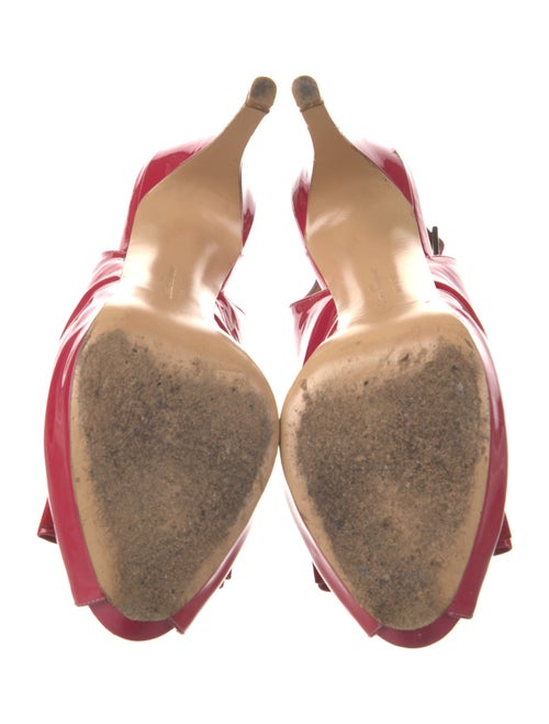 Salvatore Ferragamo Patent Leather Bow Accents Slingback Pumps