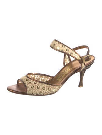 Salvatore Ferragamo Lace Printed Slingback Sandals