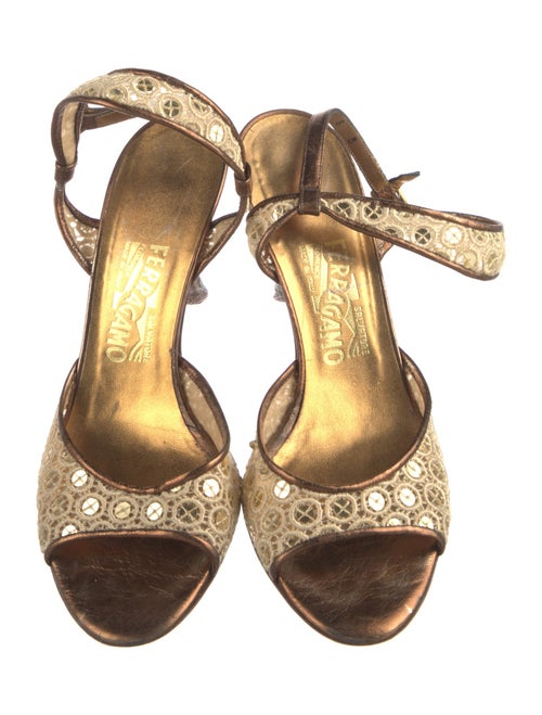 Salvatore Ferragamo Lace Printed Slingback Sandals