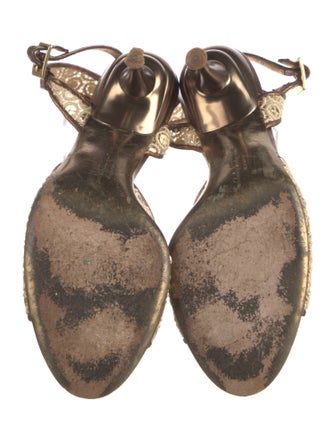 Salvatore Ferragamo Lace Printed Slingback Sandals