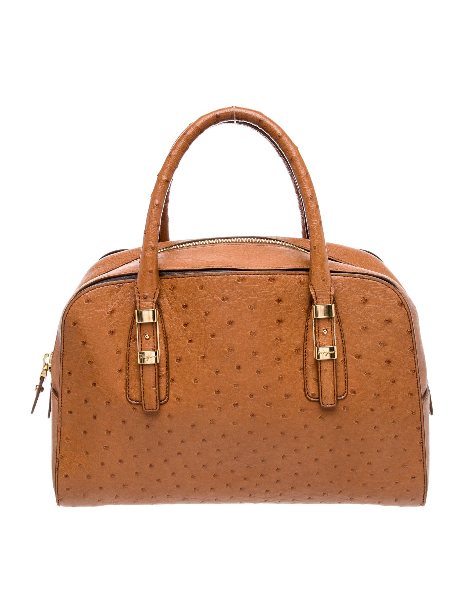 Salvatore Ferragamo Ostrich Top Handle Bag
