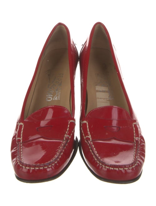 Salvatore Ferragamo Patent Leather Cutout Accent Pumps