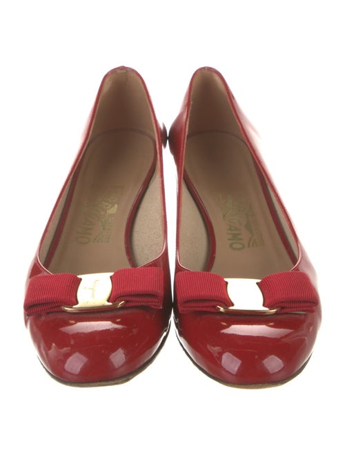 Salvatore Ferragamo Patent Leather Bow Accents Pumps