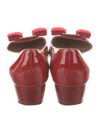 Salvatore Ferragamo Patent Leather Bow Accents Pumps