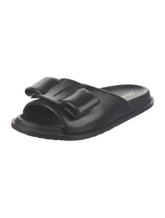 Salvatore Ferragamo Leather Bow Accents Slides