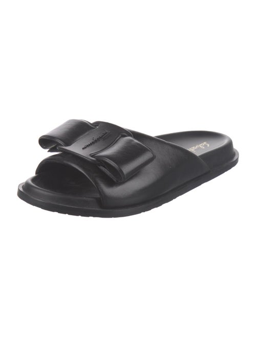 Salvatore Ferragamo Leather Bow Accents Slides