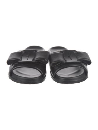 Salvatore Ferragamo Leather Bow Accents Slides