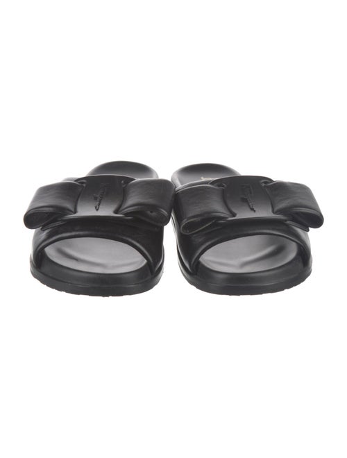 Salvatore Ferragamo Leather Bow Accents Slides