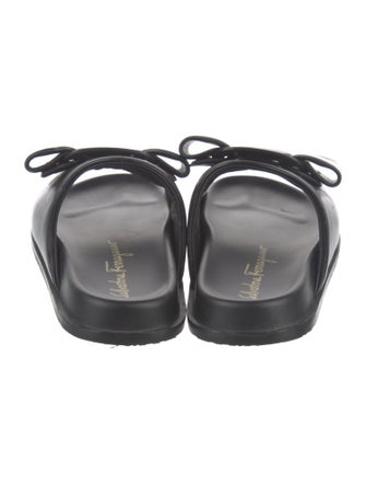 Salvatore Ferragamo Leather Bow Accents Slides
