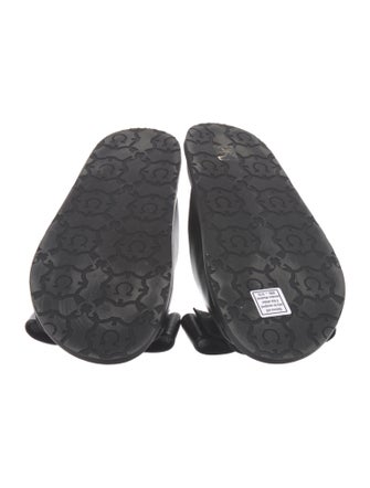 Salvatore Ferragamo Leather Bow Accents Slides