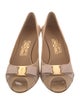 Salvatore Ferragamo Patent Leather Bow Accents Pumps