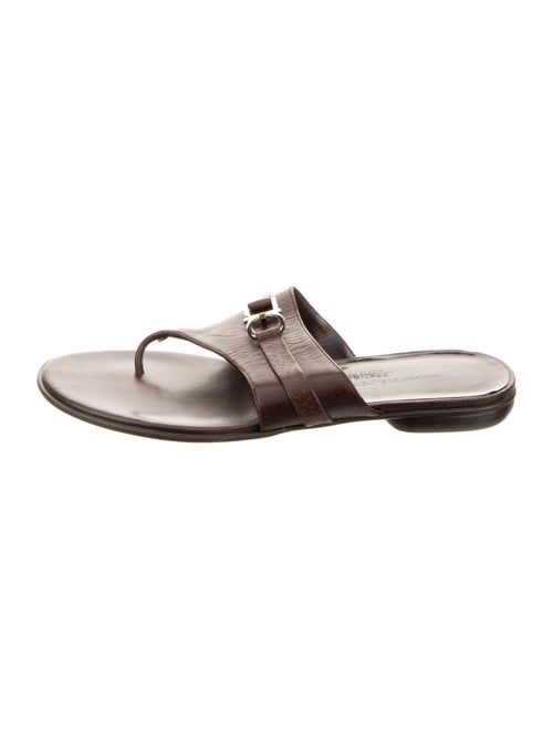 Salvatore Ferragamo Gancini Logo Leather Slides
