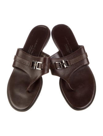 Salvatore Ferragamo Gancini Logo Leather Slides