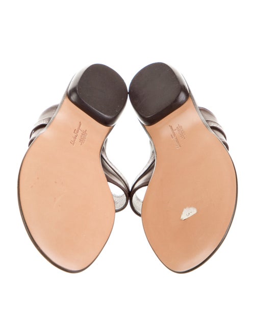 Salvatore Ferragamo Gancini Logo Leather Slides