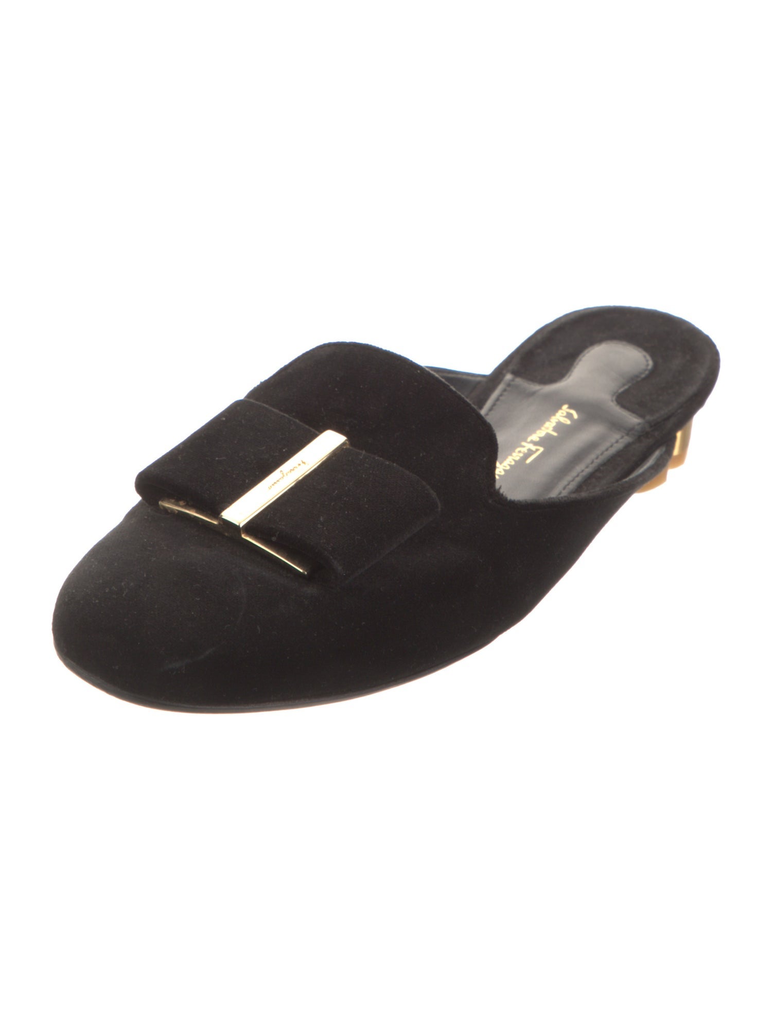 Salvatore Ferragamo Velvet Bow Accents Mules