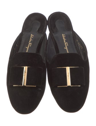 Salvatore Ferragamo Velvet Bow Accents Mules