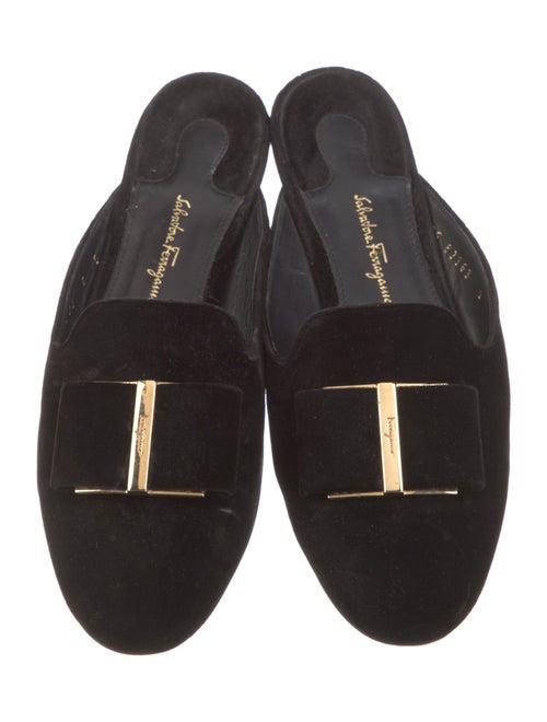 Salvatore Ferragamo Velvet Bow Accents Mules