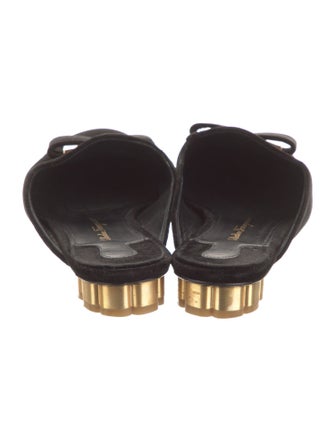 Salvatore Ferragamo Velvet Bow Accents Mules