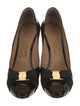 Salvatore Ferragamo Patent Leather Bow Accents Pumps