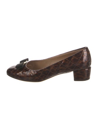 Salvatore Ferragamo Patent Leather Animal Print Pumps