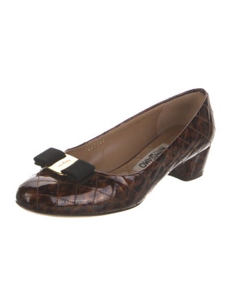 Salvatore Ferragamo Patent Leather Animal Print Pumps